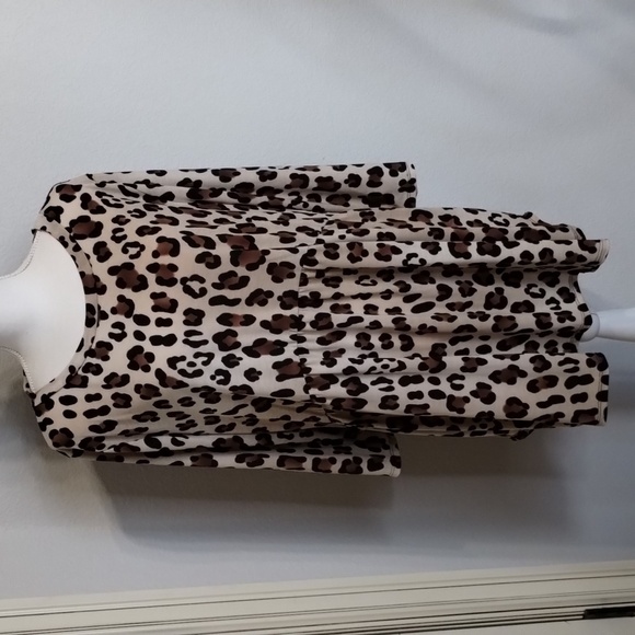 Glitzy Girls Women's 3X leopard print babydoll style elbow length blouse - Picture 1 of 10